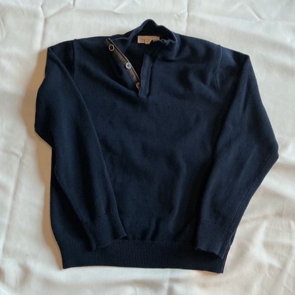 Frederick Anderson Copenhagen Other - Frederick Anderson Copenhagen 1/4 Zip Navy Cotton Sweater L Mock Neck Preppy